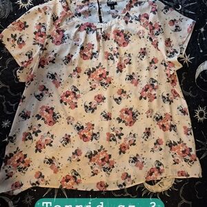 Torrid Floral Blouse - Pink and Black